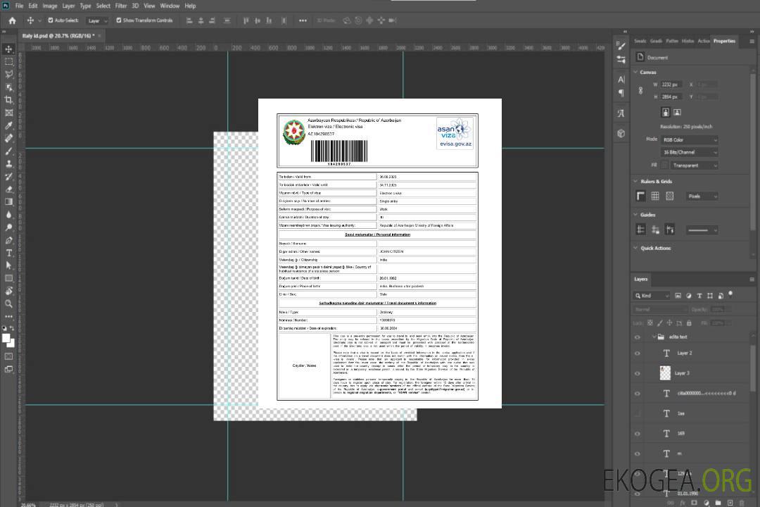Modèle de visa électronique pour l'Azerbaïdjan aux formats Word et PDF, version 2 template